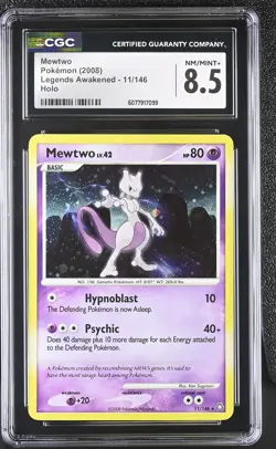 CGC 8.5 Mewtwo 2008 Legends Awakened 11/146 Holo Pokemon Card - Image 1