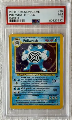 Poliwrath Base Set 2 Holo Rare Pokemon TCG Card 15/130 PSA Near Mint Condition - Image 1