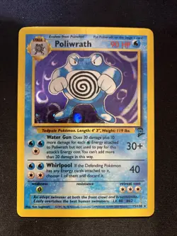 Poliwrath Base Set 2 Holo Rare Pokemon TCG Card 15/130 HP Poor Condition - Image 1