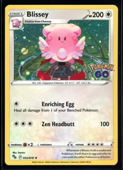 2022 Sword & Shield - Pokemon GO Blissey Holo Rare Pokemon Card #52 - Image 1