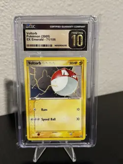 CGC 10 PRISTINE Voltorb 2005 EX Emerald 71/106 Pokemon Card Black Label! - Image 1