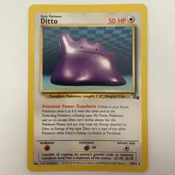 Pokemon Card DITTO Fossil Set Non-Holo Rare 18/62 Unlimited WOTC NM/LP - Image 1