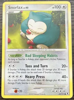 Snorlax 81/111 Pokemon TCG Platinum Rising Rivals Common Lightly Played LP - Image 1