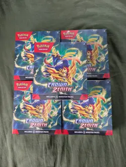 Lot of *FIVE* Crown Zenith Pokemon Booster Boxes/Bundles - Image 1