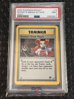 2000 Pokemon Team Rocket 16/82 Rocket's Sneak Attack Holo PSA 9 MINT - Image 1
