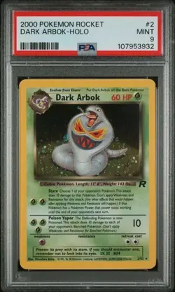 PSA 9 Dark Arbok 2/82 Pokemon Team Rocket Holo Unlimited - Image 1