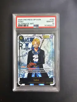 2025 ONE PIECE OP13 120 CARRYING ON HIS WILL SABO SEC ALT ART PARALLEL PSA 10 - Image 1