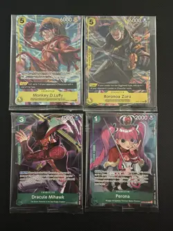 One Piece TCG Illustration Box Vol 3 & 4 Promos Set (SEALED) Luffy, Zoro, Mihawk - Image 1