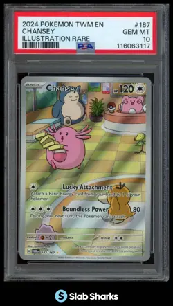 2024 POKEMON SV TWILIGHT MASQUERADE #187/167 CHANSEY ILLUSTRATION RARE PSA 10 - Image 1