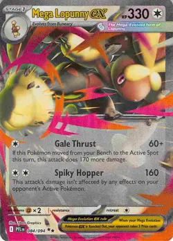 Mega Lopunny ex 084/094 Double Rare Phantasmal Flames Pokemon Reverse Holo NM - Image 1