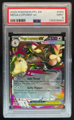 2025 Pokemon Phantasmal Flames Mega Lopunny ex Double Rare #084/094 PSA 9 - Image 1