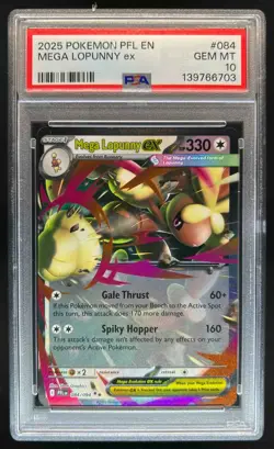 2025 Pokemon Phantasmal Flames Mega Lopunny ex Double Rare #084/094 PSA 10 - Image 1