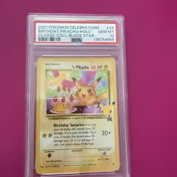 2021 POKEMON CELEBRATIONS CLASSIC COLL #24 BIRTHDAY PIKACHU Black Star PSA 10 - Image 1