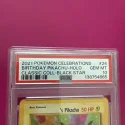 2021 POKEMON CELEBRATIONS CLASSIC COLL #24 BIRTHDAY PIKACHU Black Star PSA 10 - Image 2