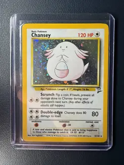 Chansey 3/130 Base Set 2 Holo Rare WOTC Pokemon MP - Image 1