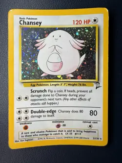 Chansey 3/130 Base Set 2 Holo Rare WOTC Pokemon MP - Image 2