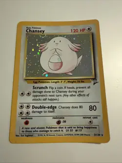 Pokemon Card Chansey 3/130 Base Set 2 Holo Rare WOTC NM - Image 1