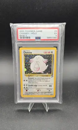 PSA 5 Chansey 3/130 Pokemon Base Set 2 Holo Rare WOTC - Image 1