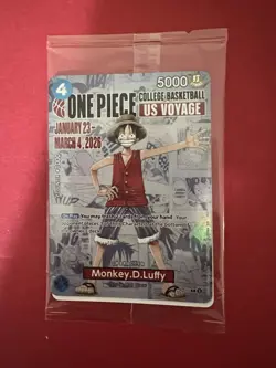 SEALED One Piece College Basketball NCAA Promo Card Monkey D Luffy - Image 1