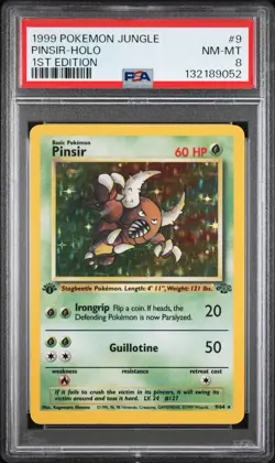 PSA 8 - Pinsir - #9 - Holo - 1st Edition - Jungle - Pokemon Card - Image 1