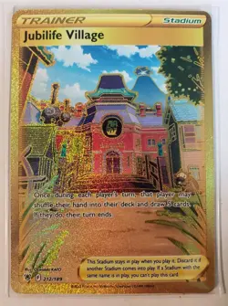 Jubilife Village 212/189 Astral Radiance Gold Secret Rare Full Art Pokemon Card - Image 1