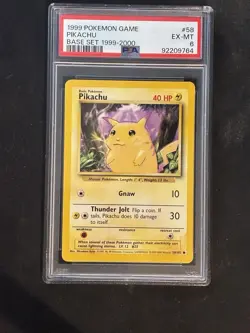 ⚡ Pikachu Yellow Cheeks 58/102 Base Set Pokemon Card ⚡ PSA 6 (EX-MT) - Image 1