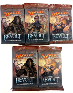 Magic the Gathering AETHER REVOLT Booster Packs 5 Sealed 15 Cards per Pack - Image 1