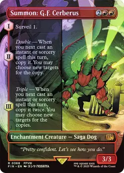 Summon: G.F. Cerberus Foil Borderless Final Fantasy MTG NM - Image 1