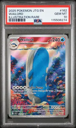 2025 POKEMON JTG EN-JOURNEY TOGETHER ILLUSTRATION RARE #162 WAILORD PSA 10 - Image 1