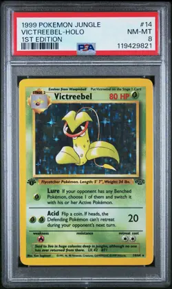 1999 POKEMON JUNGLE 1ST ED #14 VICTREEBEL-HOLO PSA 8 - Image 1