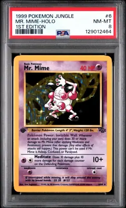 1999 Pokemon Jungle Mr. Mime 1st Edition Holo 6/64 PSA 8 - Image 1
