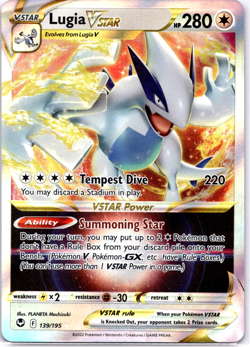 Pokemon TCG Lugia VSTAR 139/195 Sword & Shield Silver Tempest Holo Near Mint - Image 1