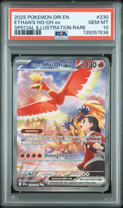 2025 POKEMON DRI EN-DESTINED RIVALS #230 ETHAN'S HO-OH EX PSA 10 - Image 1