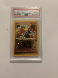 2001 POKEMON GAME MOVIE POKEMON 3 MOVIE PROMO #34 ENTEI-REVERSE FOIL PSA 8 - Image 1