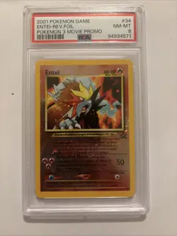 2001 POKEMON GAME MOVIE POKEMON 3 MOVIE PROMO #34 ENTEI-REVERSE FOIL PSA 8 - Image 3