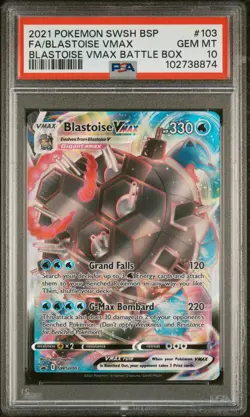 PSA 10 GEM MINT Blastoise VMAX #SWSH103 - 2021 Pokemon Battle Box Promo - Image 1