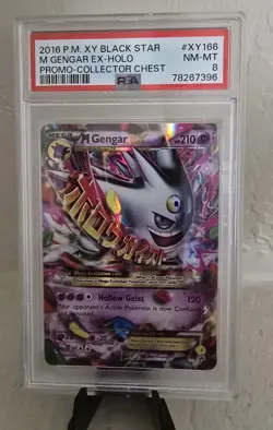 2016 POKEMON XY BLACK STAR PROMO COLLECTOR CHEST #XY166 M GENGAR EX PSA 8 - Image 1