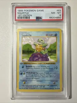 Pokemon PSA 8 1st Edition Squirtle 063/102 Base Set (Shadowless) - Image 1