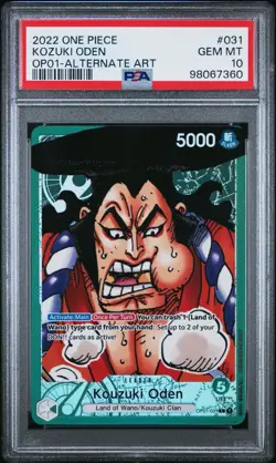 2022 ONE PIECE OP01-ROMANCE DAWN ALTERNATE ART #031 KOZUKI ODEN PSA 10 - Image 1