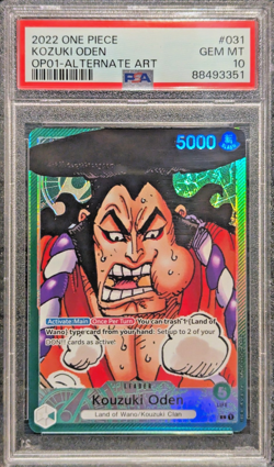 PSA 10 GEM MT Kozuki Oden OP01-031 Alternate Art Leader 2022 One Piece English - Image 1