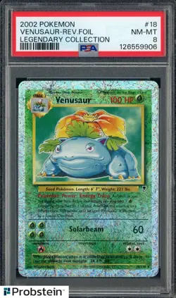 2002 Pokemon Legendary Collection #18 Venusaur Reverse Foil PSA 8 NM-MT - Image 1