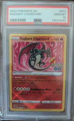 2022 Pokemon GO Radiant Charizard PSA 10 Gem Mint Holo Rare #011/078 - Image 1