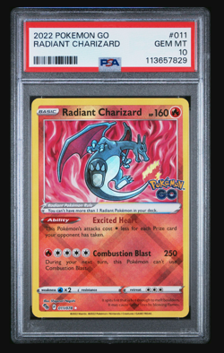 Pokemon TCG PSA Gem Mint 10 Radiant Charizard 011/078 Pokemon GO Holo - Image 1
