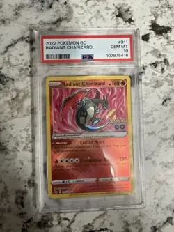 Pokemon TCG PSA Gem Mint 10 Radiant Charizard 011/078 Pokemon GO Holo - Image 1