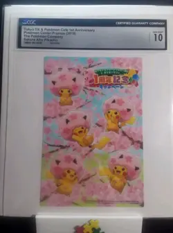 CGC 10 Sakura Afro Pikachu Pokemon Center Clear Card Japan Tokyo DX Promo 2019 - Image 2