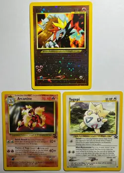 NEAR MINT! REVERSE HOLO! 3 BLACK STAR PROMO SET POKEMON CARDS, SUPER RARE! - Image 1