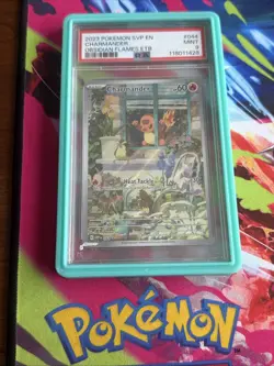 Pokemon TCG Charmander Obsidian Flames Promo #044 PSA Mint 9 with blue cardguard - Image 1