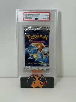 Pokemon Base Set Unlimited Blastoise Art Authentic Sealed Booster Pack PSA 9 - Image 1