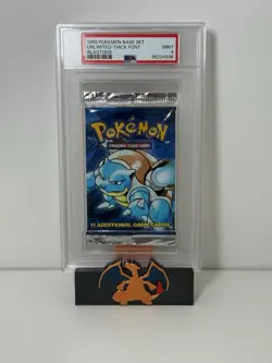 Pokemon Base Set Unlimited Blastoise Art Authentic Sealed Booster Pack PSA 9 - Image 1
