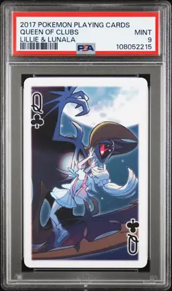 2017 POKEMON PLAYING CARDS LILLIE, GLADION & LUSAMINE QUEEN OF CLUBS PSA 9 - Image 1